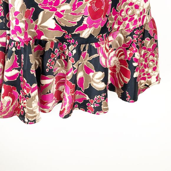 Guess Halter Dress 3 Floral Stretchy Mini Ruffle Hem Tie Back Side Zip Pink - Picture 3 of 6